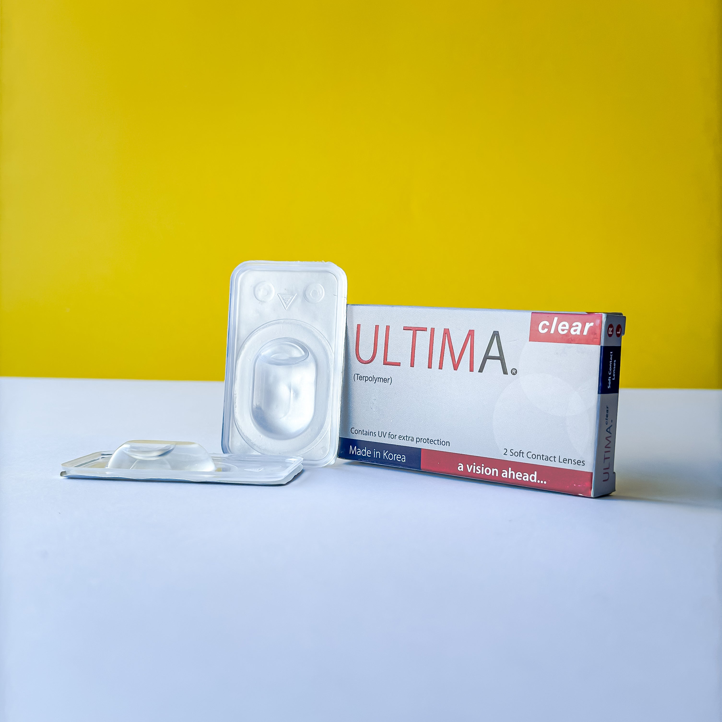 Clear contact lens product and blister pack